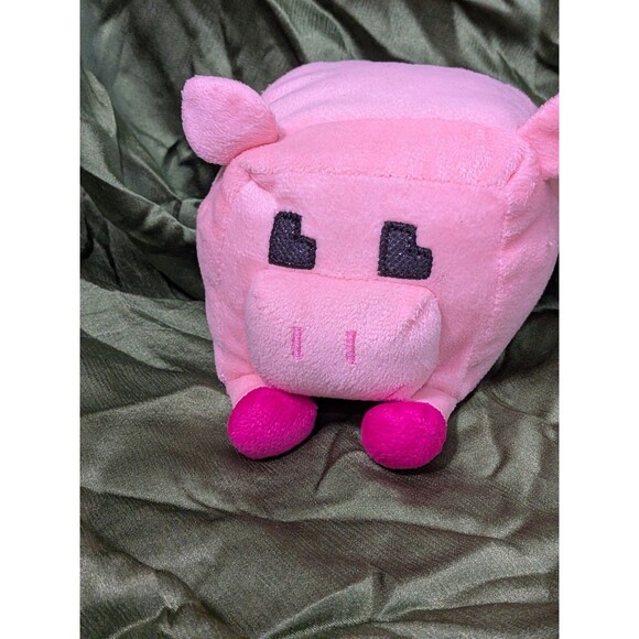 Nanco Pixel Pig Cube Plush Toy - Soft Emboroidered Features - Approx. 4" x 6" - Picture 6 of 7